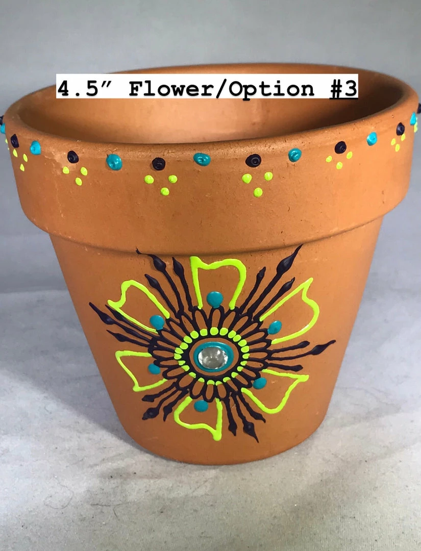 Tidal Cool Blue And Green Handpainted Henna Terra Cotta Pots Henna Art And Decor