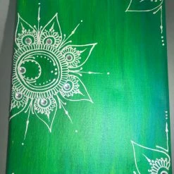 Tidal Cool Green And White Acrylic On Canvas Henna Painting Henna Art And Decor