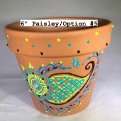 Tidal Cool Blue And Green Handpainted Henna Terra Cotta Pots Henna Art And Decor