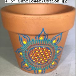 Tidal Cool Rainbow Henna Design Hand Painted Terra Cotta Pots