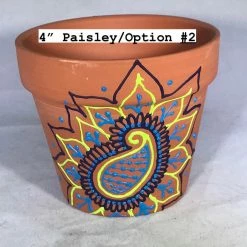 Tidal Cool Blue And Green Handpainted Henna Terra Cotta Pots Henna Art And Decor