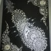Tidal Cool Black, Silver And White Acrylic On Canvas Henna Painting