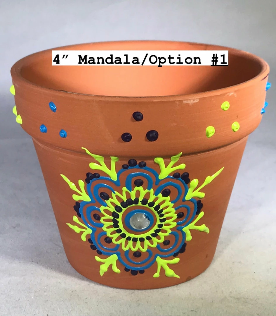Tidal Cool Blue And Green Handpainted Henna Terra Cotta Pots Henna Art And Decor