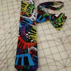 Tidal Cool Rainbow Piano Music Face Mask Or Neckties In Bow Tie, Skinny Tie, And Standard Tie Styles, Kids Or Adult Sizes
